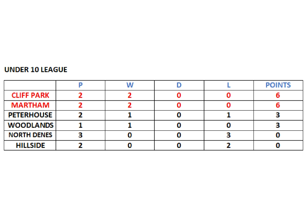 Ormiston Cliff Park Primary Academy Football League Tables